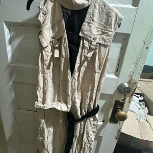 Kenzo Beige Sleeveless dress with Black Belt